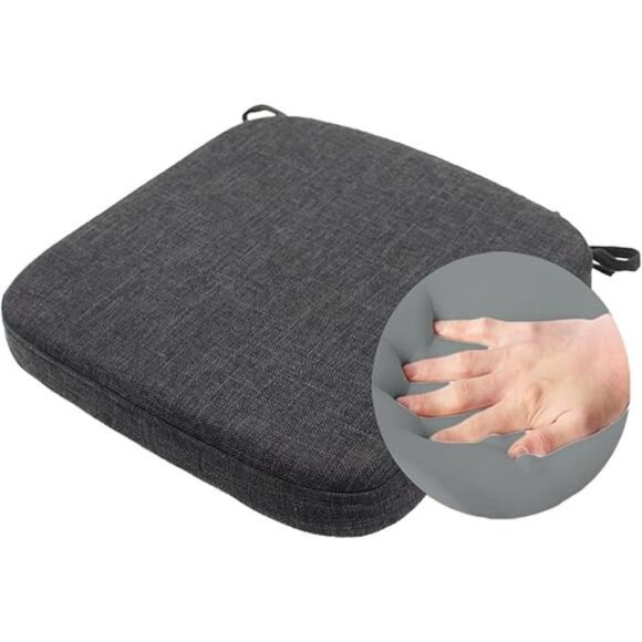 2 Inch Memory Foam Chair Cushion Kitchen Seat Pad Non Slip Washable Cover Black - Picture 7 of 7